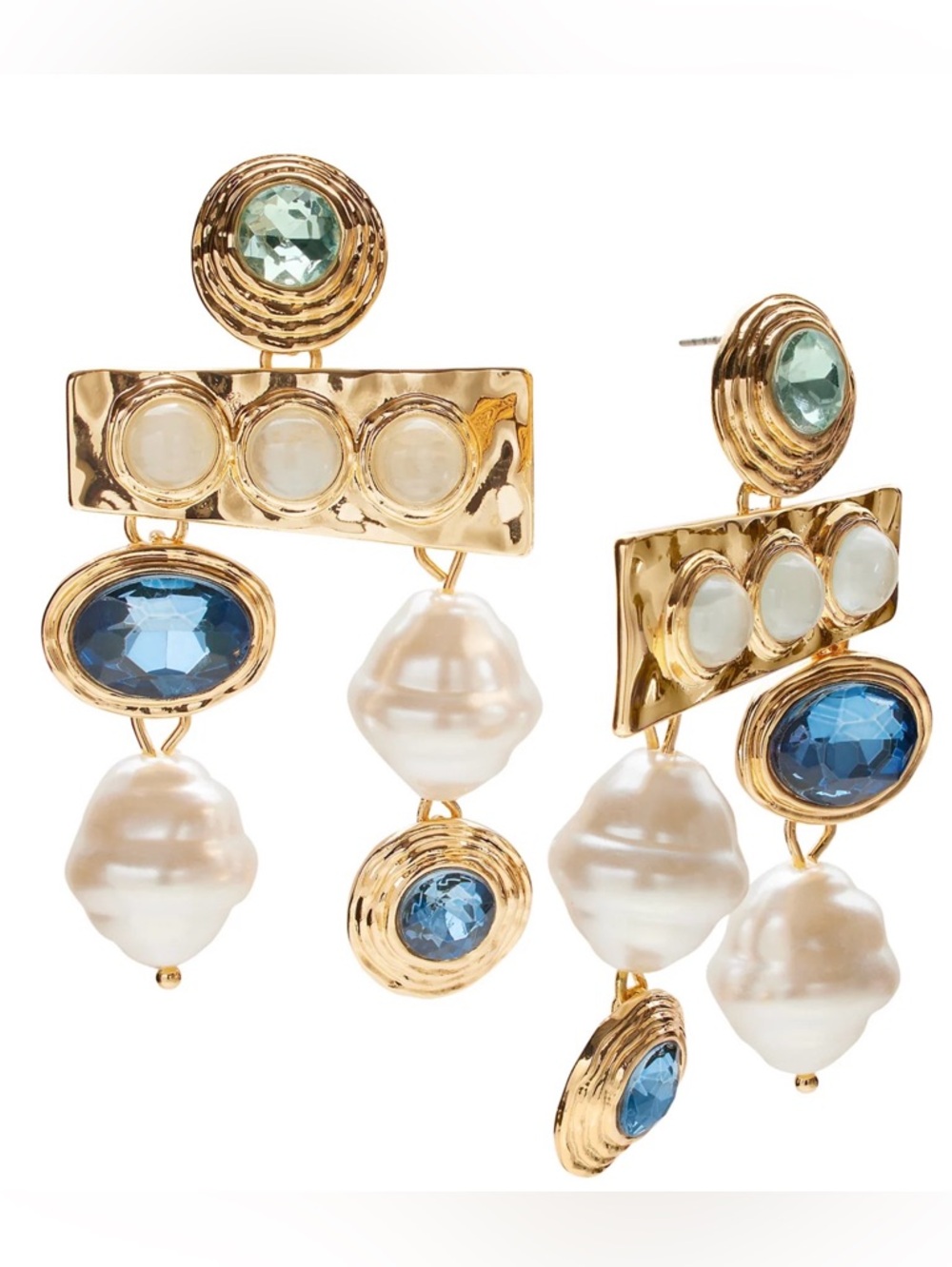 INC International Concepts Gold-Tone Earrings with Blue Crystals and Pearl Drops
